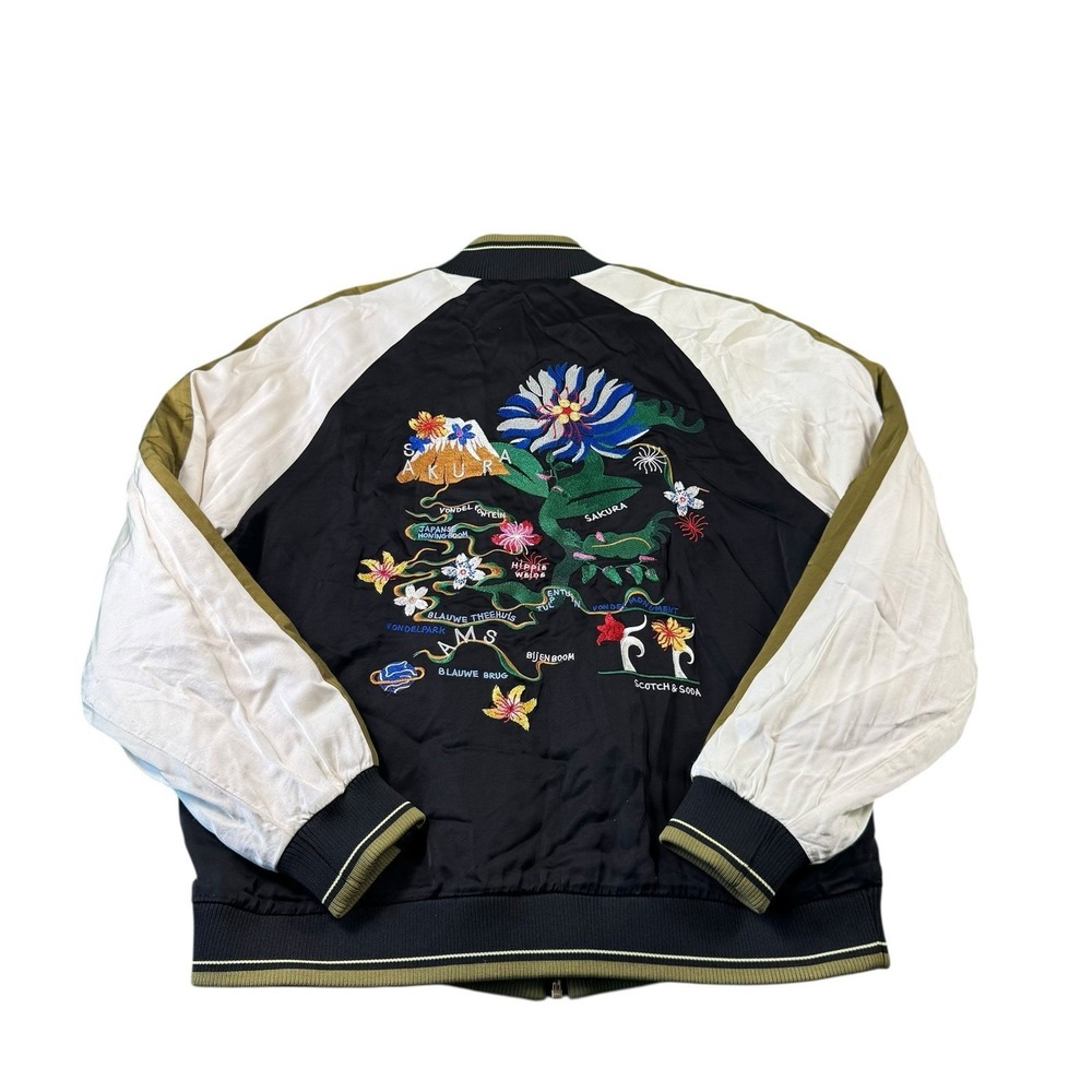 Scotch & Soda Colorblock Satin Men's Full Zip Japan Embroidered Bomber Jacket S